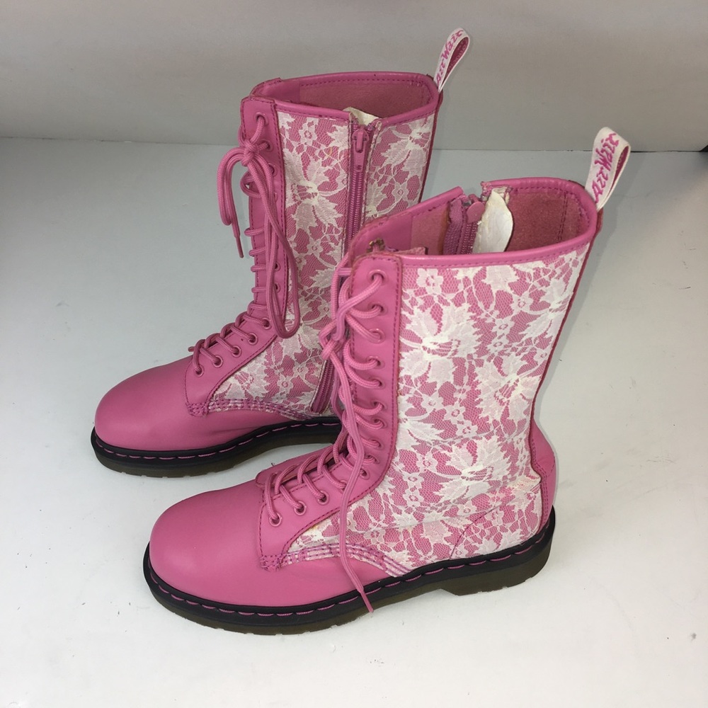 Dr. Marten Pink Zipper Lace Boots Women’s Size 11